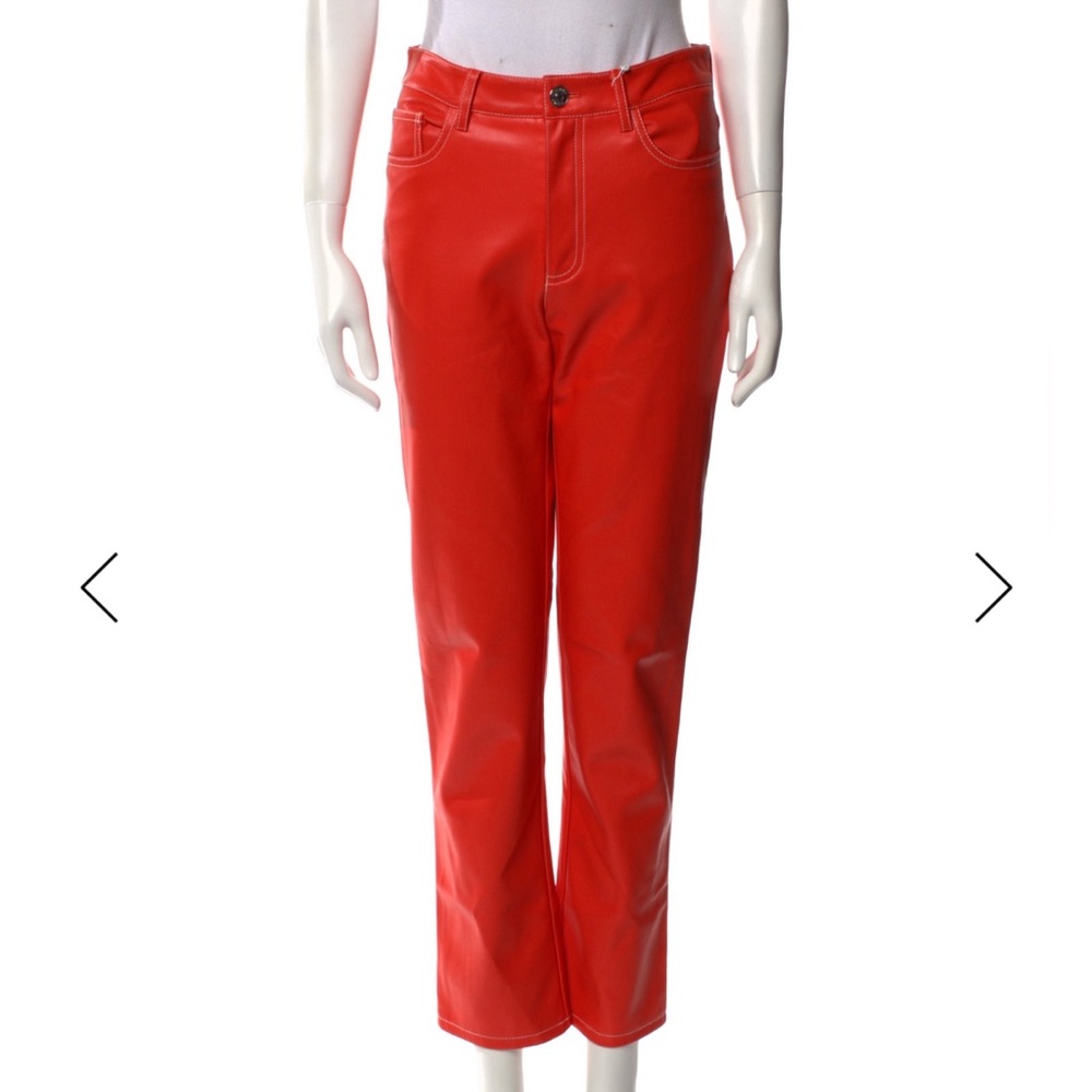 STAUD Vibrant Orange Mid-Rise Pants